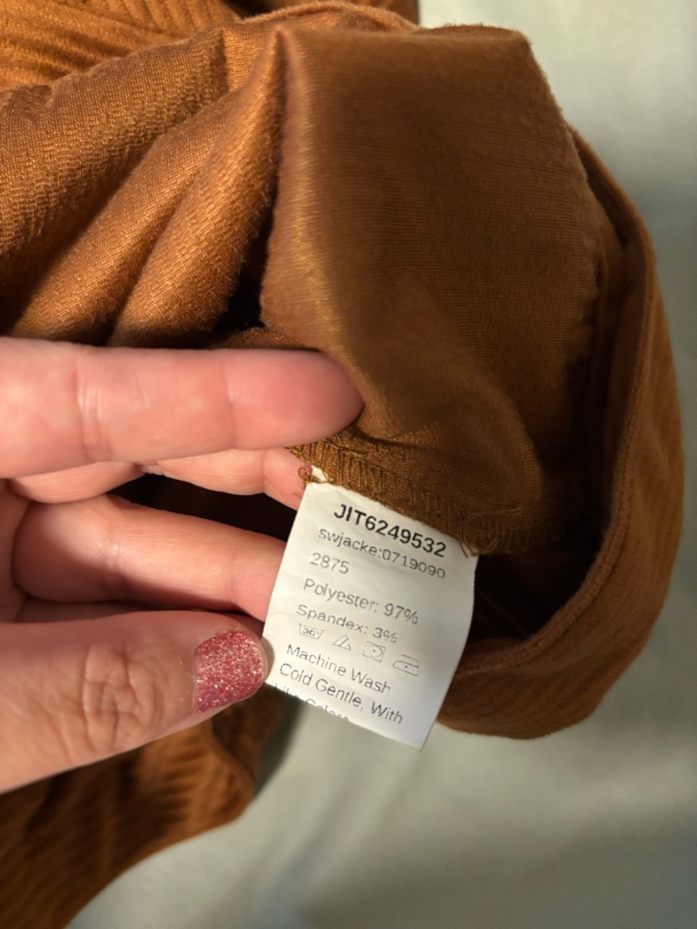 Corduroy Button-Front Trucker Jacket in Camel - Picture 9 of 11
